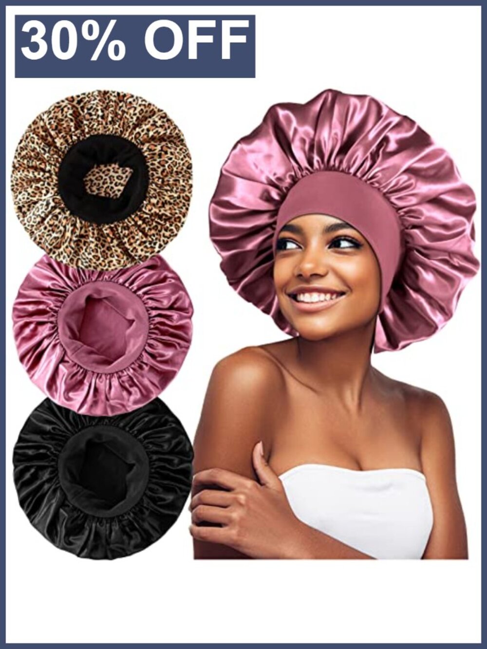 Extra Large Satin Bonnets for Sleeping 3 Pack Hair Bonnet for Black Women